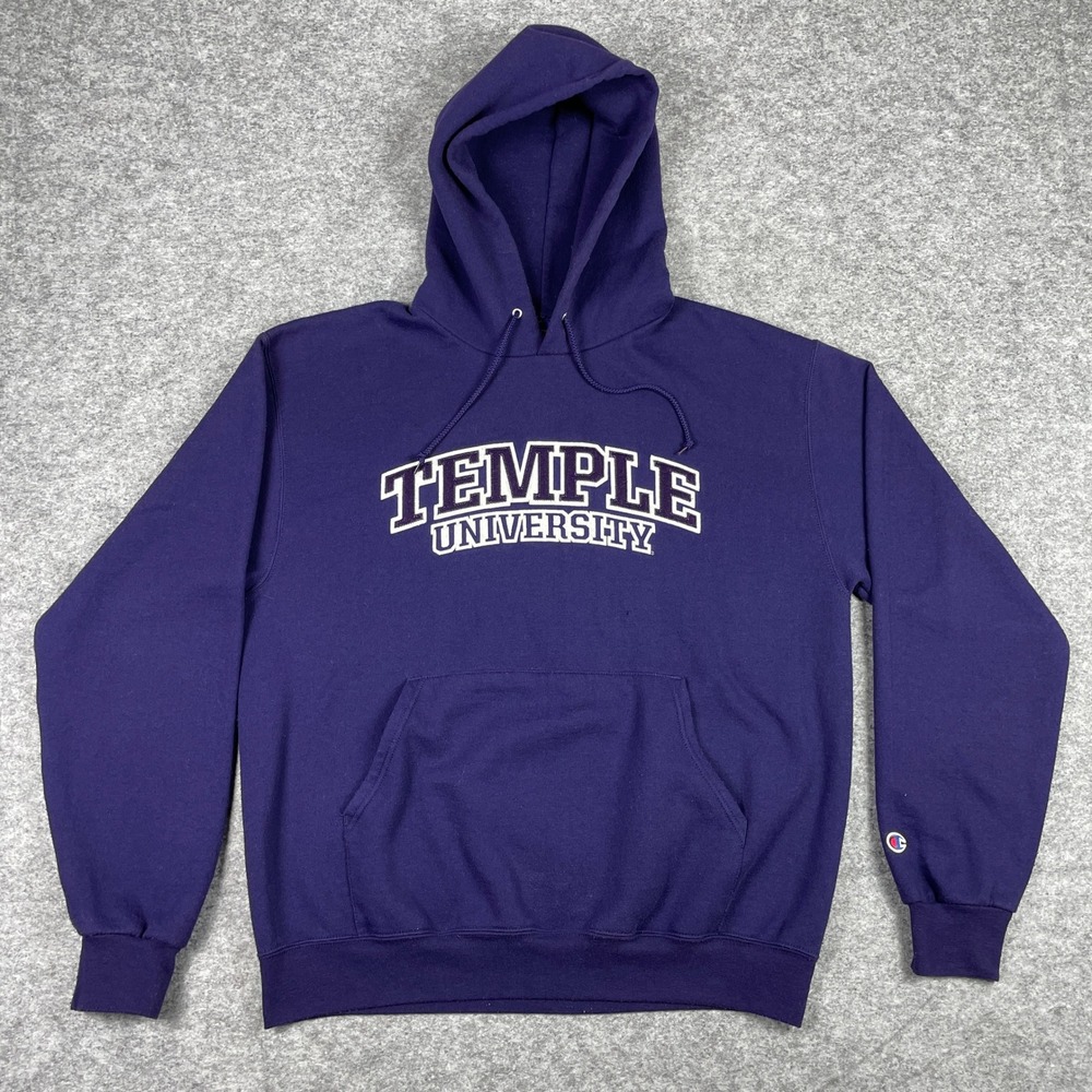 Temple University Hoodie Mens Large Purple Champion Pullover Sweatshirt